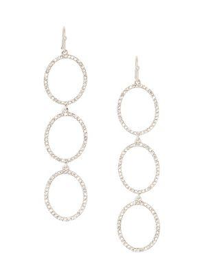 Sole Society Silvertone & Crystal Triple Circle Linear Drop Earrings