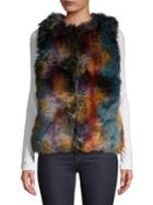 Laundry By Shelli Segal Multi-color Faux-fur Vest