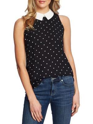 Cece Havana Fiesta Tropic Dot Collared Blouse