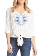 Karen Kane Embroidered Tie-front Top