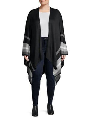 Calvin Klein Plus Striped Open Front Shawl