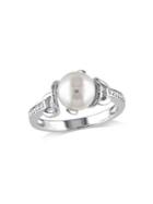 Sonatina Sterling Silver And 8-8.5mm Freshwater Pearl And Diamond Twist Ring