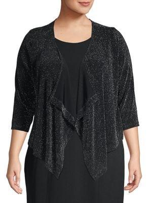 Lori Michaels Plus Textured Open-front Cardigan