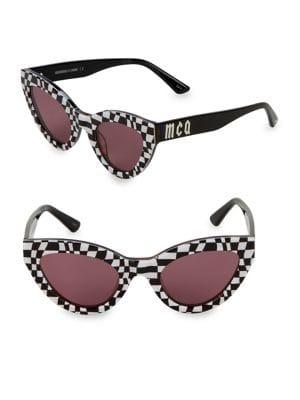 Mcq By Alexander Mcqueen 51mm Checkered Cat Eye Sunglasses