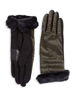 Lauren Ralph Lauren Faux Fur-trimmed Puffer Gloves