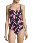 Calvin Klein Abstract Floral One-piece Swimsuit