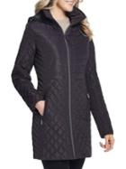 Gallery Faux Fur Hood Long Quilted Jacket