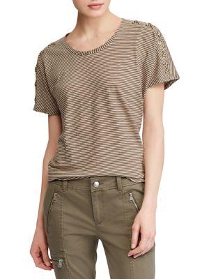 Lauren Ralph Lauren Petite Lace-up-sleeve T-shirt