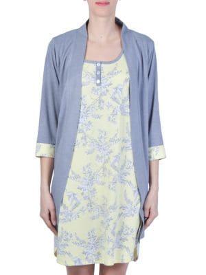 Claudel 2-piece Floral Kimono & Short Gown Set
