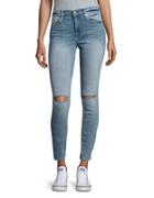 7 For All Mankind Distressed Faded Super Skinny Ankle Jeans