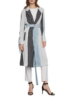 Bcbgmaxazria Striped Long Trench Coat