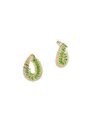 Cz By Kenneth Jay Lane Crystal Curved Huggie Earrings