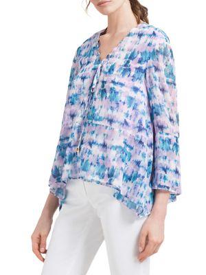 Donna Karan Printed Three-quarter Sleeve Blouse