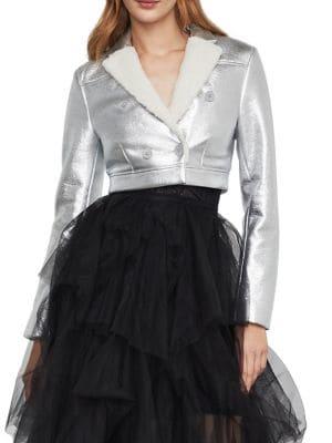 Bcbgmaxazria Metallic Double-breasted Crop Jacket
