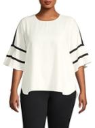 Calvin Klein Plus Three-quarter Sleeve Piping Top