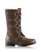Sorel Emelie Faux Fur-trimmed Leather And Suede Lace-up Boots