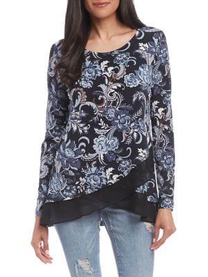 Karen Kane Crossover Sheer-hem Top