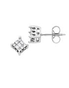 Lord & Taylor 0.25 Ct T W Princess Cut Diamond Stud Earrings In 14 Kt White Gold