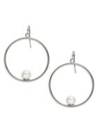 Design Lab Lord & Taylor Faux Pearl-accented Hoop Earrings