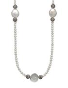 Lord & Taylor Sterling Silver 12-13mm Freshwater Coin Pearl Necklace With Swarovski Crystal Beads
