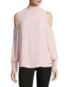 Ivanka Trump Sheer Blush Cold Shoulder Blouse