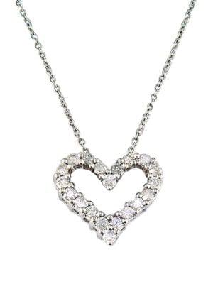 Effy Classique 14k White Gold & 0.5 Tcw Diamond Heart Pendant Necklace