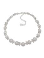 Anne Klein Silvertone And Faux Pearl Collar Necklace