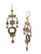 Betsey Johnson Tortifly Goldtone & Crystal Flower Chandelier Earrings