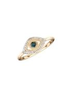 Adina Reyter 14k Yellow Gold & 0.12 Tcw White Diamond Tiny Pave Evil Eye Ring