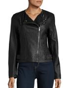 Karl Lagerfeld Paris Quilted Faux Leather Moto Jacket
