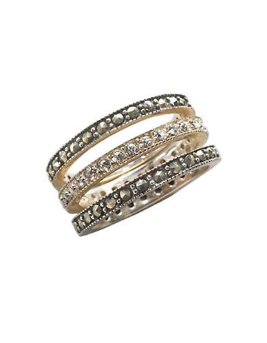 Lord & Taylor Sterling Silver And Marcasite Crystal Stackable Ring