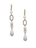 Ivanka Trump Faux Pearl & Crystal Linear Drop Earrings