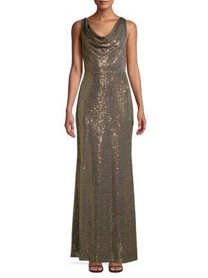 Calvin Klein Sequined Cowlneck Gown