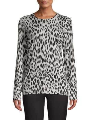 Lord & Taylor Petite Leopard-print Merino Wool Sweater