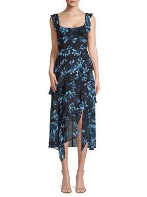 Bcbgmaxazria Divine Bloom Ruffled Chiffon Dress