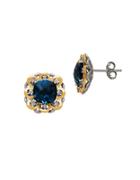 Lord & Taylor Diamond, Blue Topaz, 14k Yellow Gold And Sterling Silver Earrings