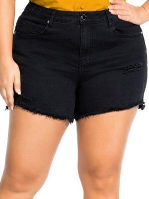 City Chic Plus Slim-fit Sweet Cut-out Denim Shorts