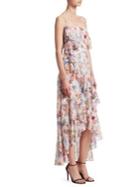 Ml Monique Lhuillier Floral Chiffon Hi-lo Dress