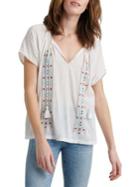Lucky Brand Embroidered Cotton Blend Top