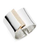 H Halston Pave Metal Two-tone Crystal Cuff Bracelet