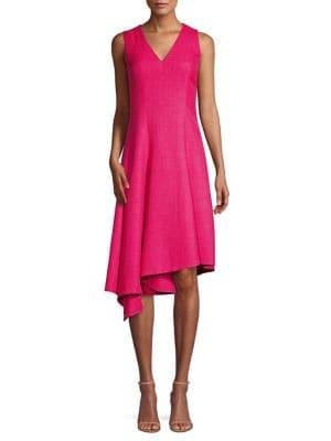 Elie Tahari Shania V-neck Asymmetrical A-line Dress