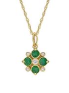 Sonatina 14k Yellow Gold, Emerald & 0.38 Tcw Diamond Floral Necklace