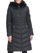 Karl Lagerfeld Paris Faux Fur Trimmed Long Puffer Jacket