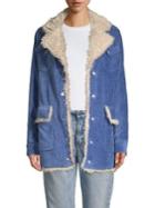 Sage Faux Fur-trimmed Oversized Corduroy Jacket