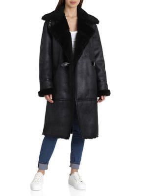 Avec Les Filles Faux Shearling Midi Coat