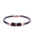 Steve Madden Stainless Steel And Leather Wrap Cord Bracelet