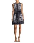 Vince Camuto Roundneck Mixed Print Dress