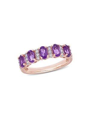 Sonatina 14k Rose Gold Amethyst & Diamond Semi Eternity Ring