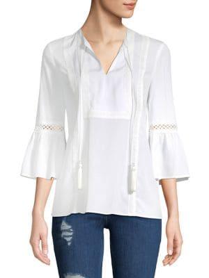 Karl Lagerfeld Paris Lace-trimmed Peasant Blouse