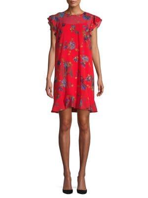 Cece By Cynthia Steffe Flutter Sleeve Watercolor Floral Dress
